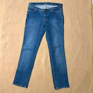 BITTEN Spandex  Sarah Jessica Parker 5-Pockets BOOTCUT DISTRESSED BLUE JEANS